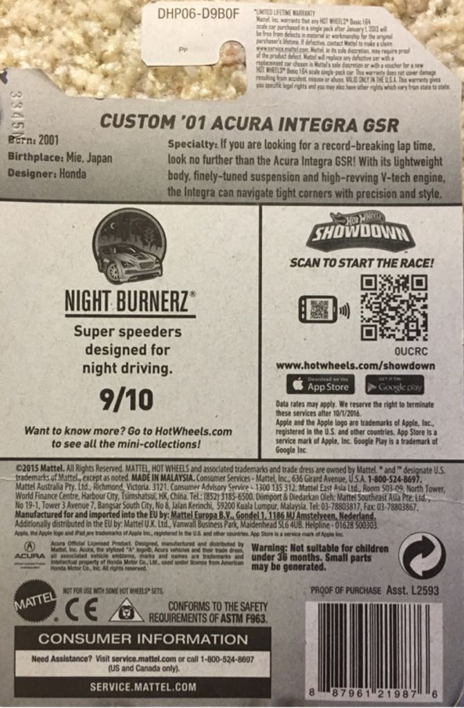 Custom ’01 Acura Integra GSR - Night Burnerz toy car collectible - Main Image 2