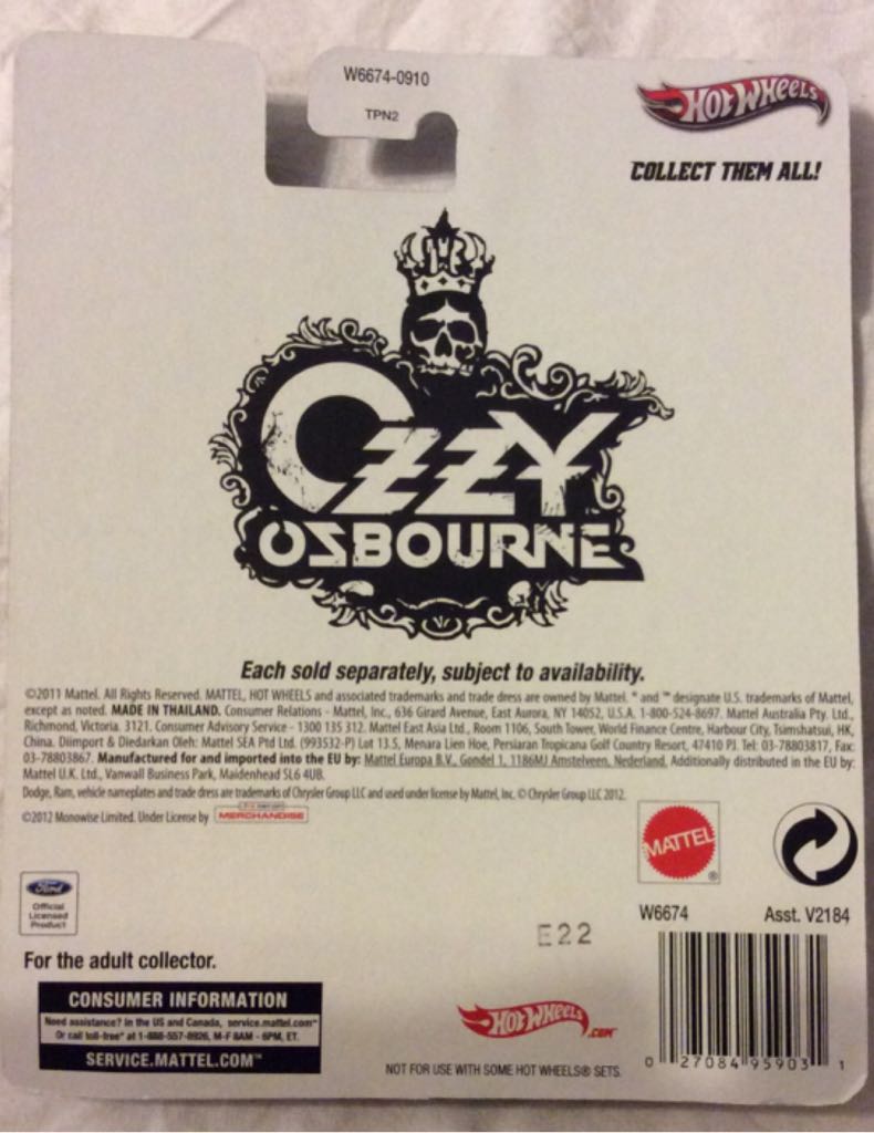 Ozzy Osbourne - Hot Wheels - Rock toy car collectible - Main Image 2