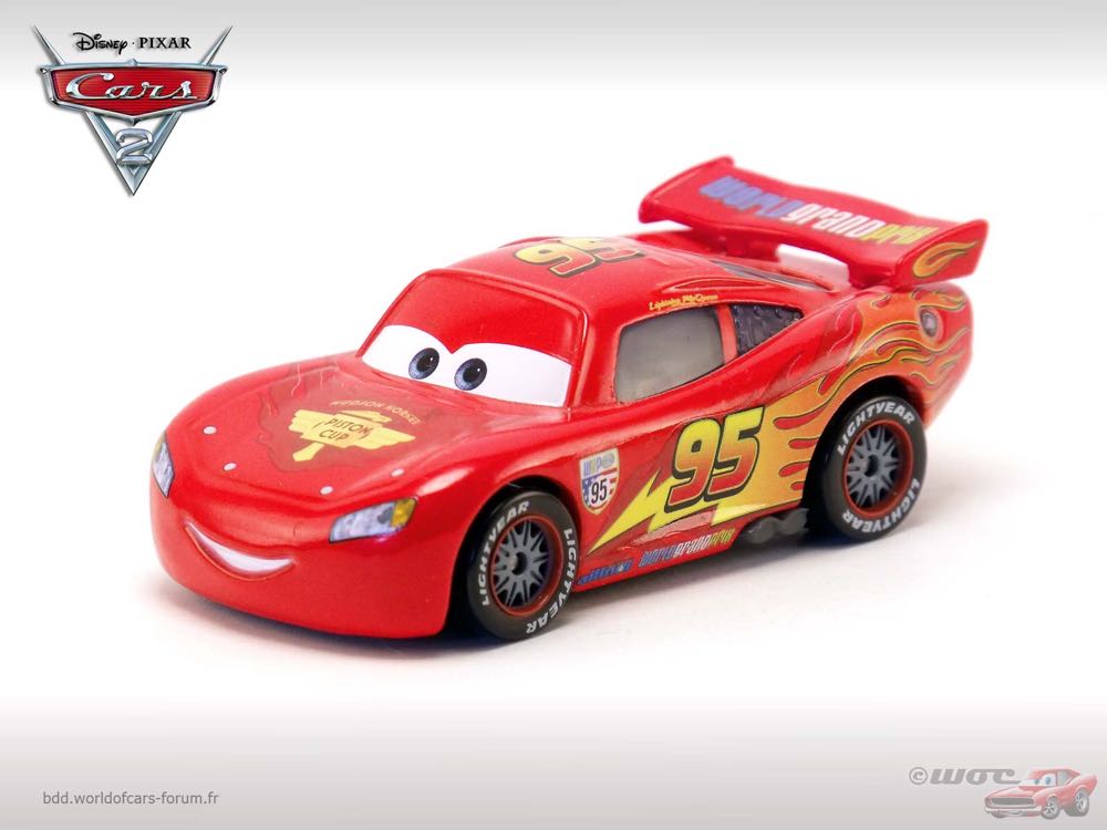 Lightning McQueen with Racing Wheels - (2011 - Cars 2) PIT ROW LAUNCHER (13) toy car collectible - Main Image 2