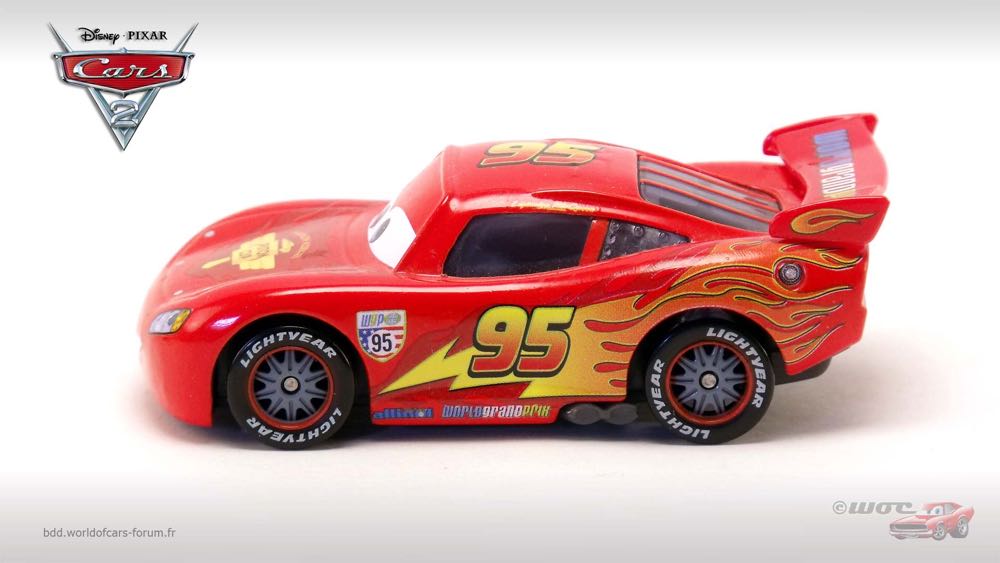 Lightning McQueen with Racing Wheels - (2011 - Cars 2) PIT ROW LAUNCHER (13) toy car collectible - Main Image 4