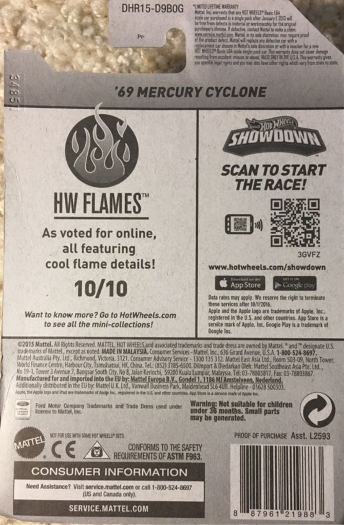 Mercury Cyclone ’69 - 2016 HW Flames toy car collectible - Main Image 2