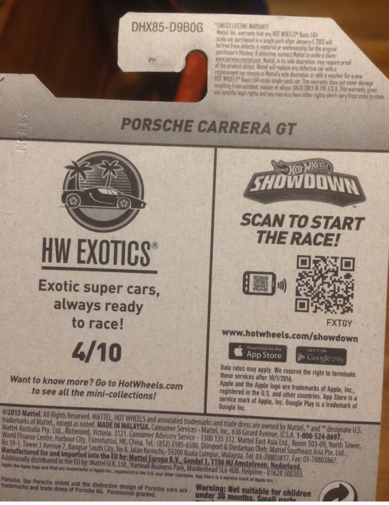 Hot Wheels Porsche Carrera GT - 2016 - HW Exotics toy car collectible - Main Image 2