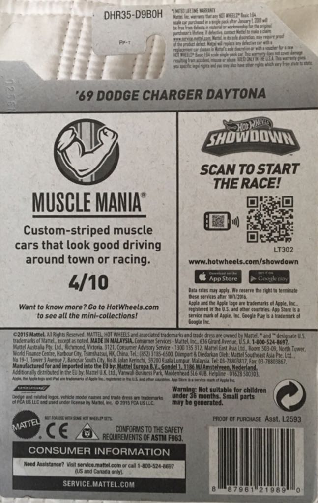 ’69 Dodge Charger Daytona - ’16 Muscle Mania toy car collectible - Main Image 2