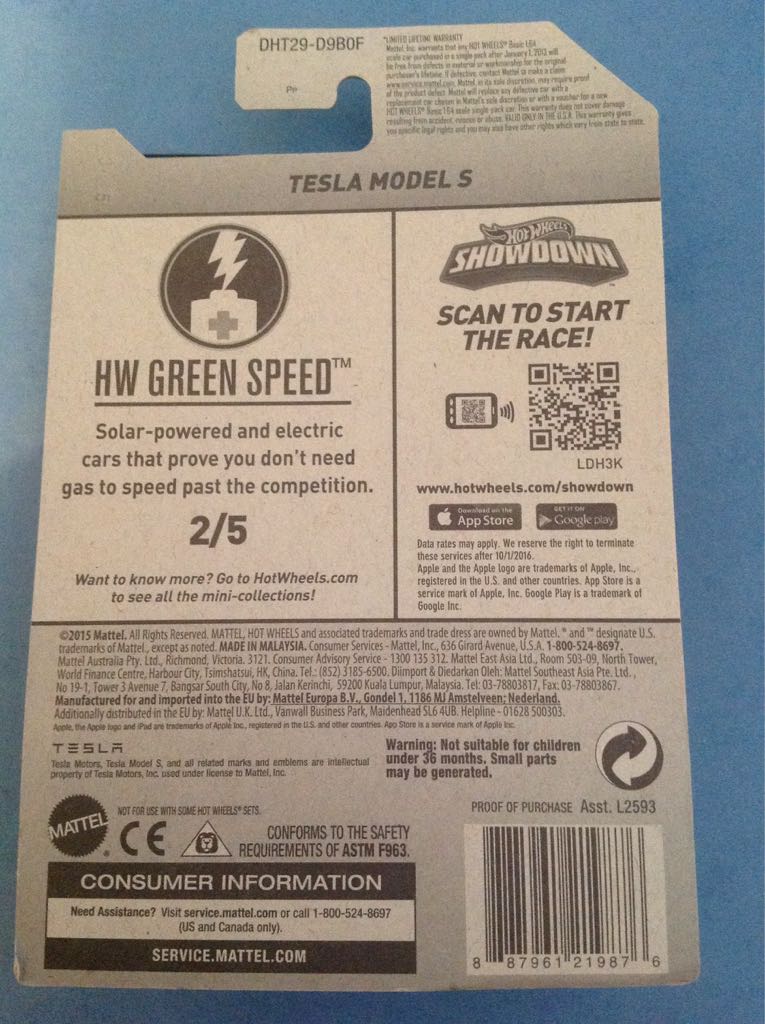 TESLA MODEL S - HW Green Speed toy car collectible - Main Image 2