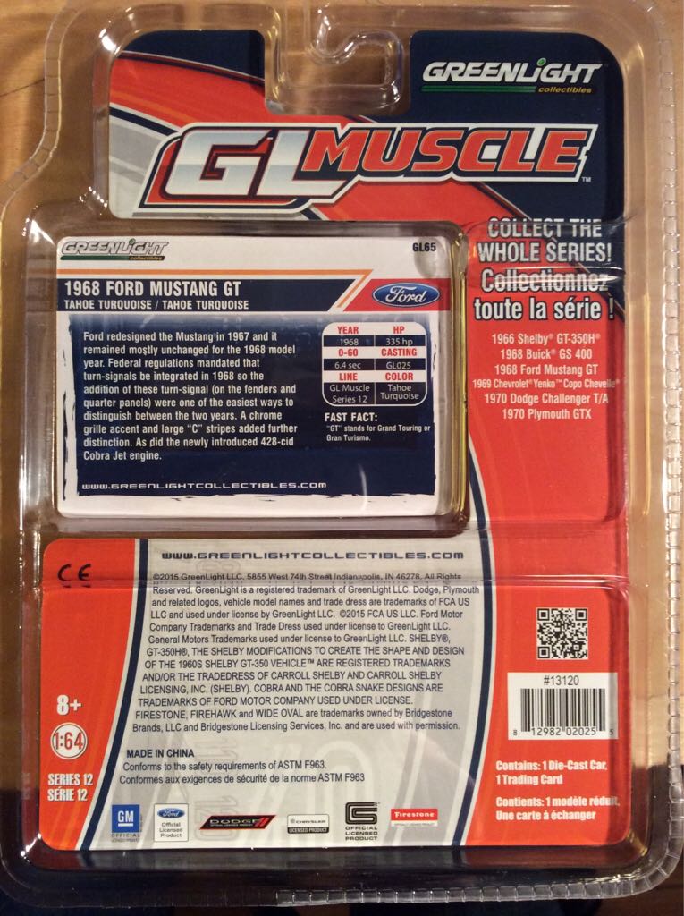 Traded - Greenlight - 1968 Ford Mustang GT - 2015 GL Muscle Series 12 toy car collectible - Main Image 2