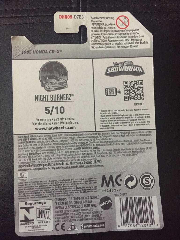 1985 Honda CR-X - 2016 - HW Night Burnerz toy car collectible - Main Image 2