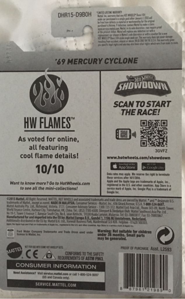 ’69 Mercury Cyclone - HW Flames toy car collectible - Main Image 2