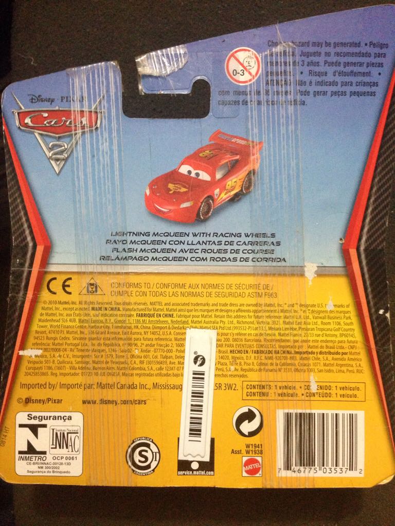 Lightning McQueen With Racing Wheels - Disney Pixar Cars 2 toy car collectible - Main Image 2