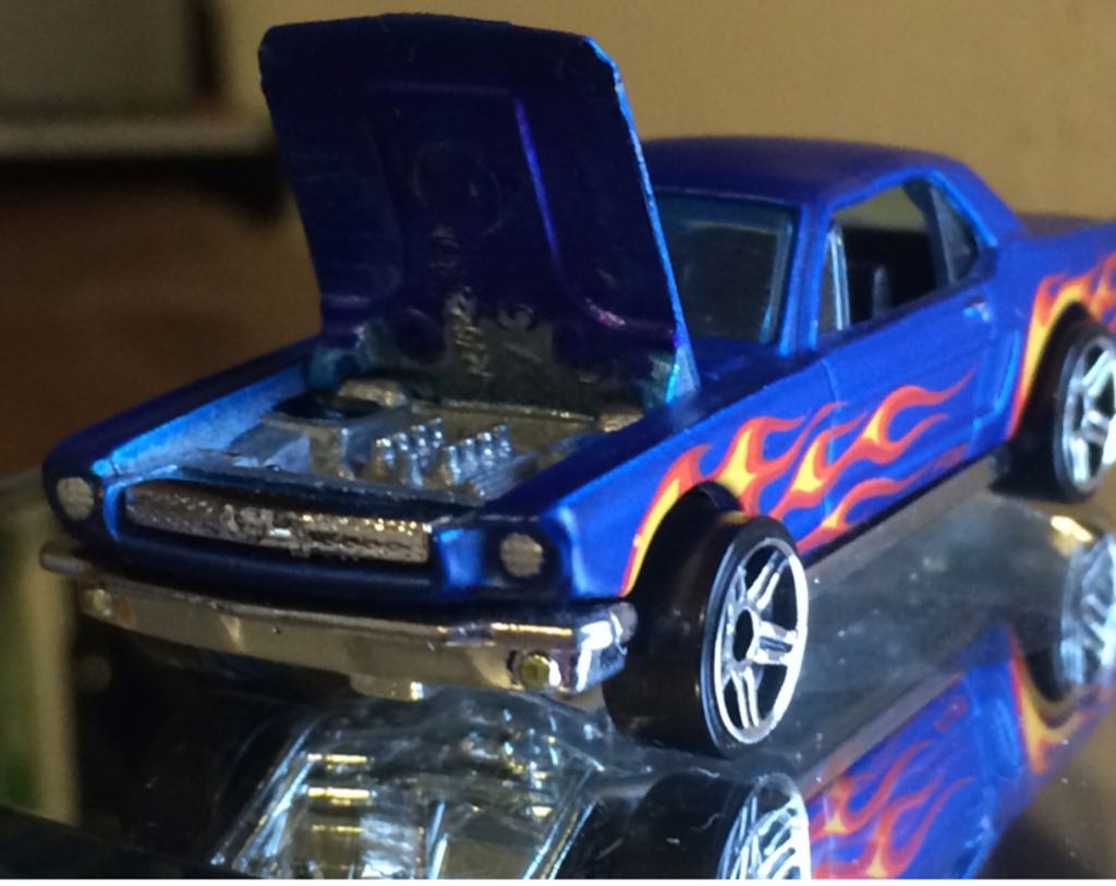 1964 Ford Mustang Blue With Flames  toy car collectible - Main Image 1