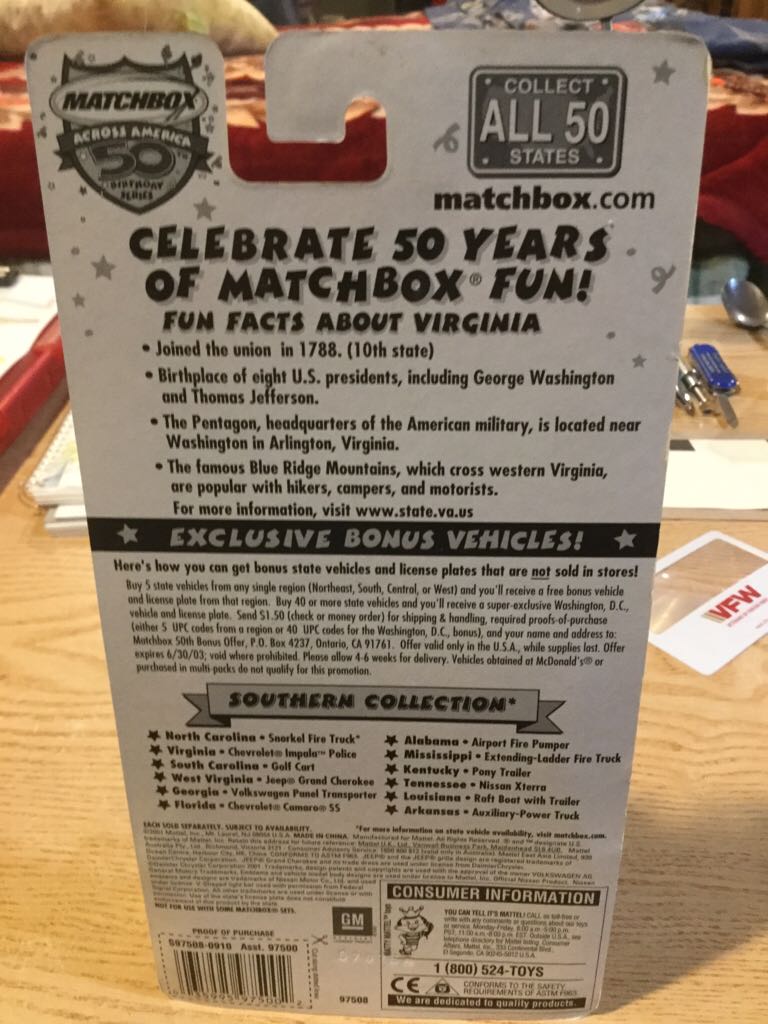 Chevrolet Impala Police - 2001 Matchbox Across America toy car collectible - Main Image 2