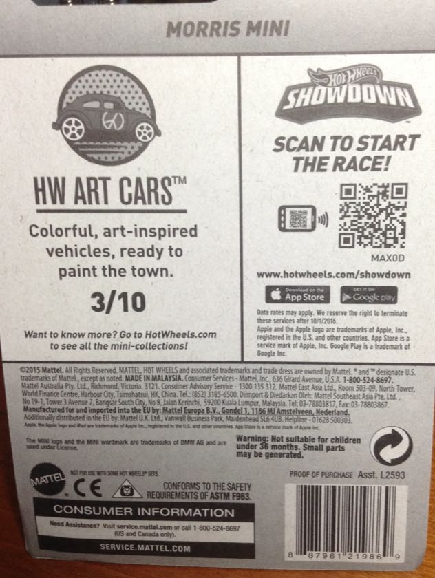 Morris Mini - HW Art Cars toy car collectible - Main Image 2