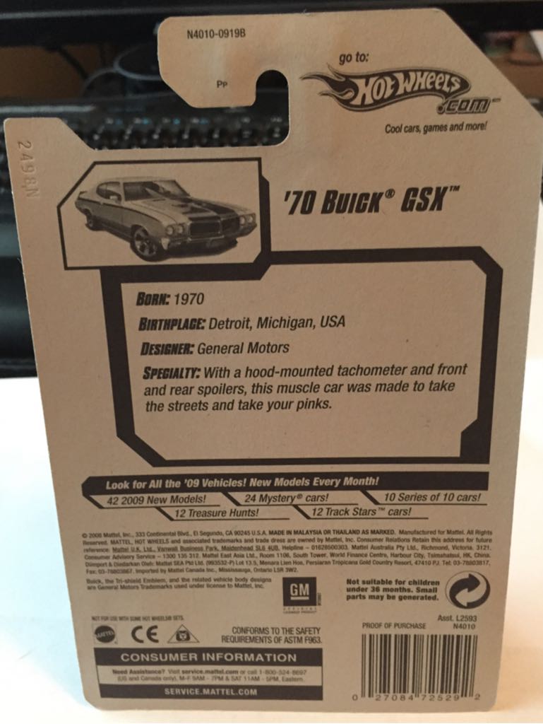 Buick Gsx Yellow And Black 1970 - 2009 New Models toy car collectible - Main Image 2