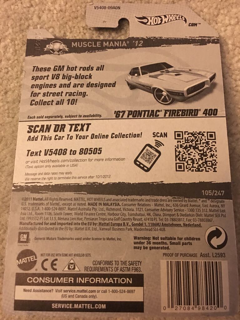 ‘67 Pontiac Firebird 400 - 2012 - Muscle Mania - GM ‘12 toy car collectible - Main Image 2