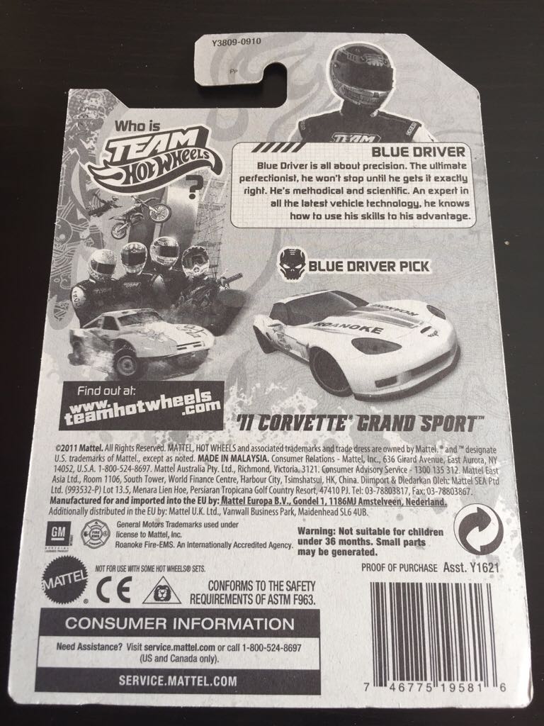 ’11 Corvette Grand Sport - Team Hot Wheels toy car collectible - Main Image 2