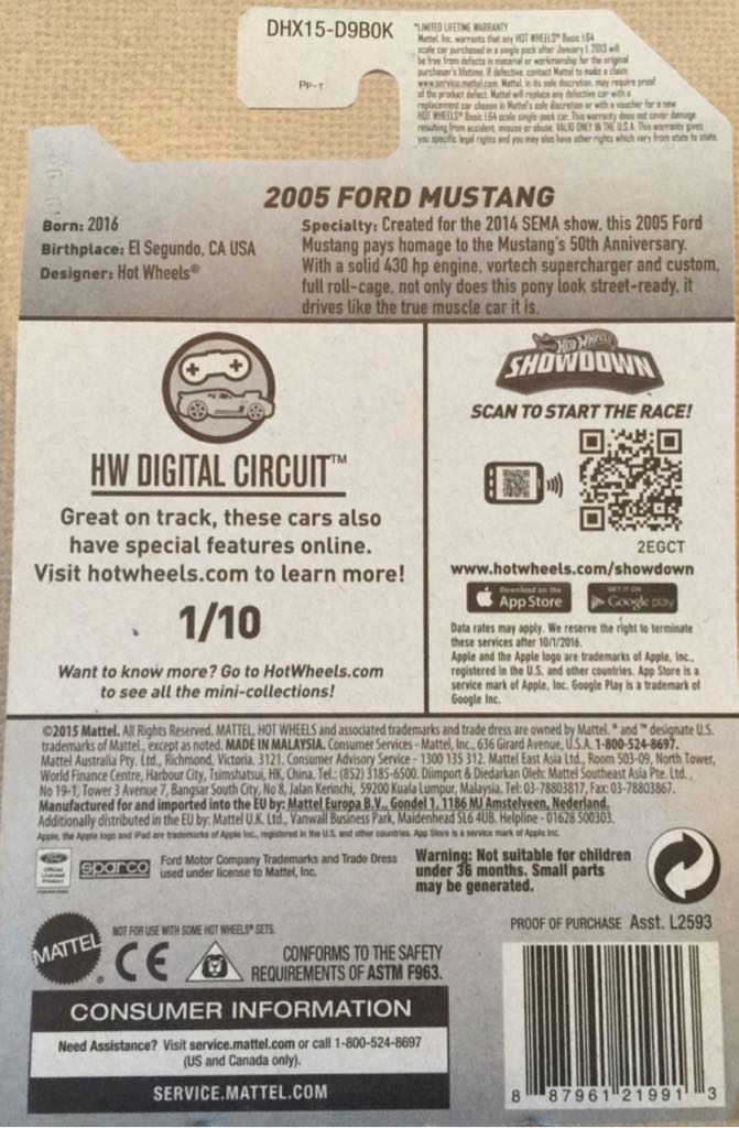 2005 Ford Mustang - 2016 - HW Digital Circuit toy car collectible - Main Image 2