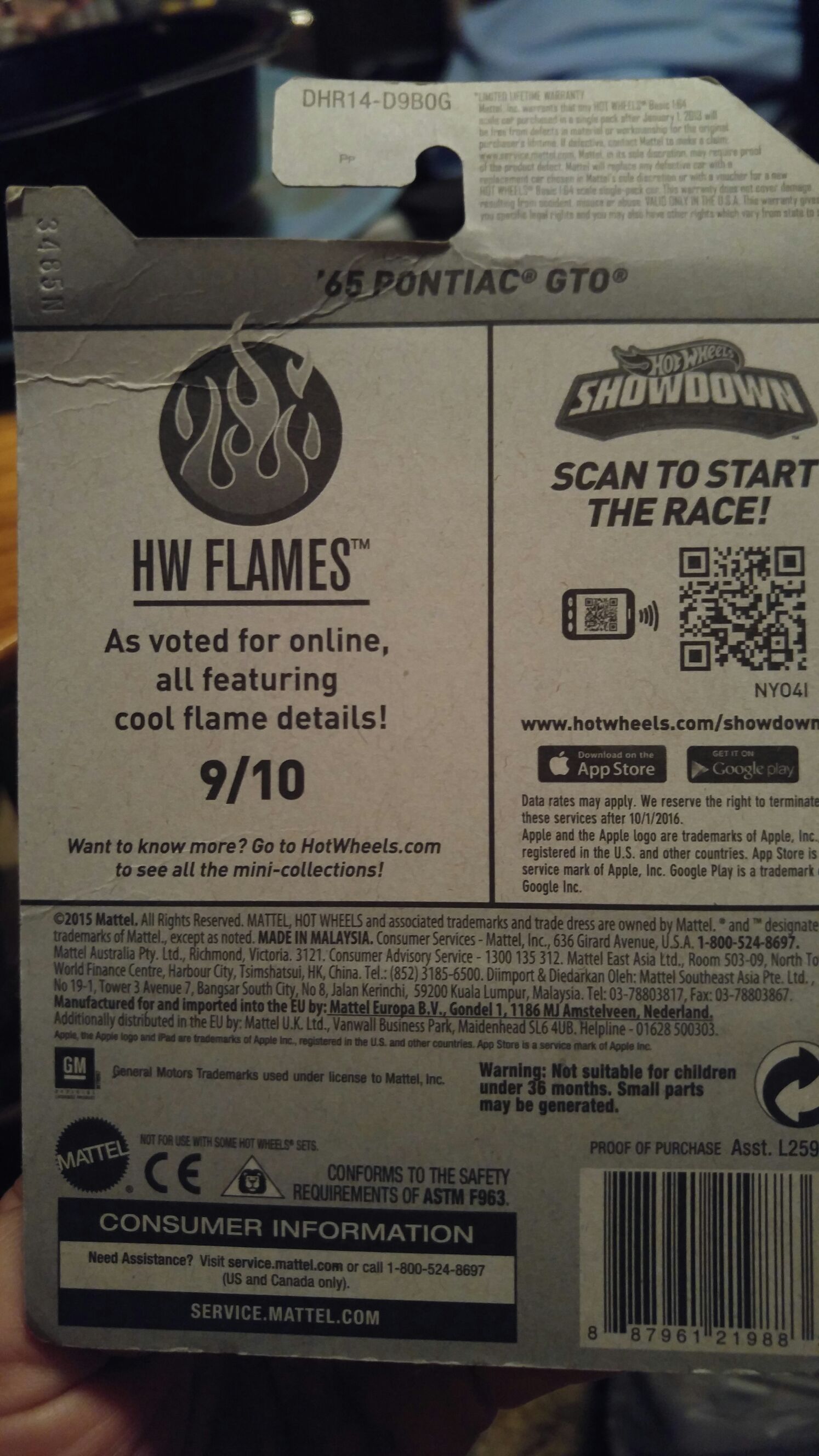 ‘65 Pontiac GTO - 2016 - HW Flames toy car collectible - Main Image 2