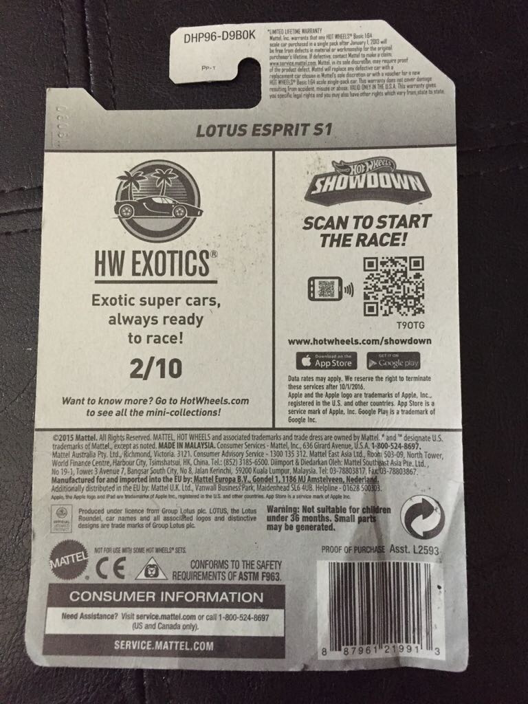 Lotus Espirit S1 - HW Exotics toy car collectible - Main Image 2