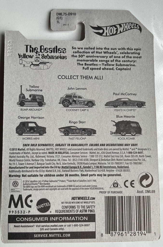 Fast Felion - 2016 - The Beatles Yellow Submarine toy car collectible - Main Image 2
