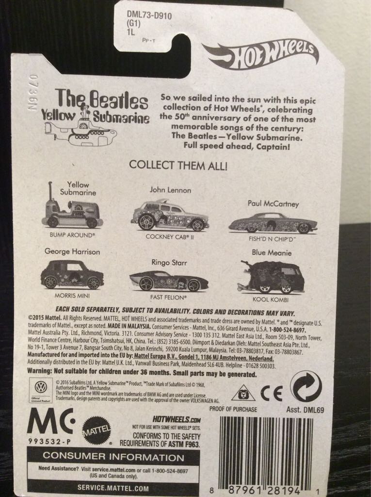Kool Kombi - The Beatles - 2016 HW The Beatles - Yellow Submarine toy car collectible - Main Image 2