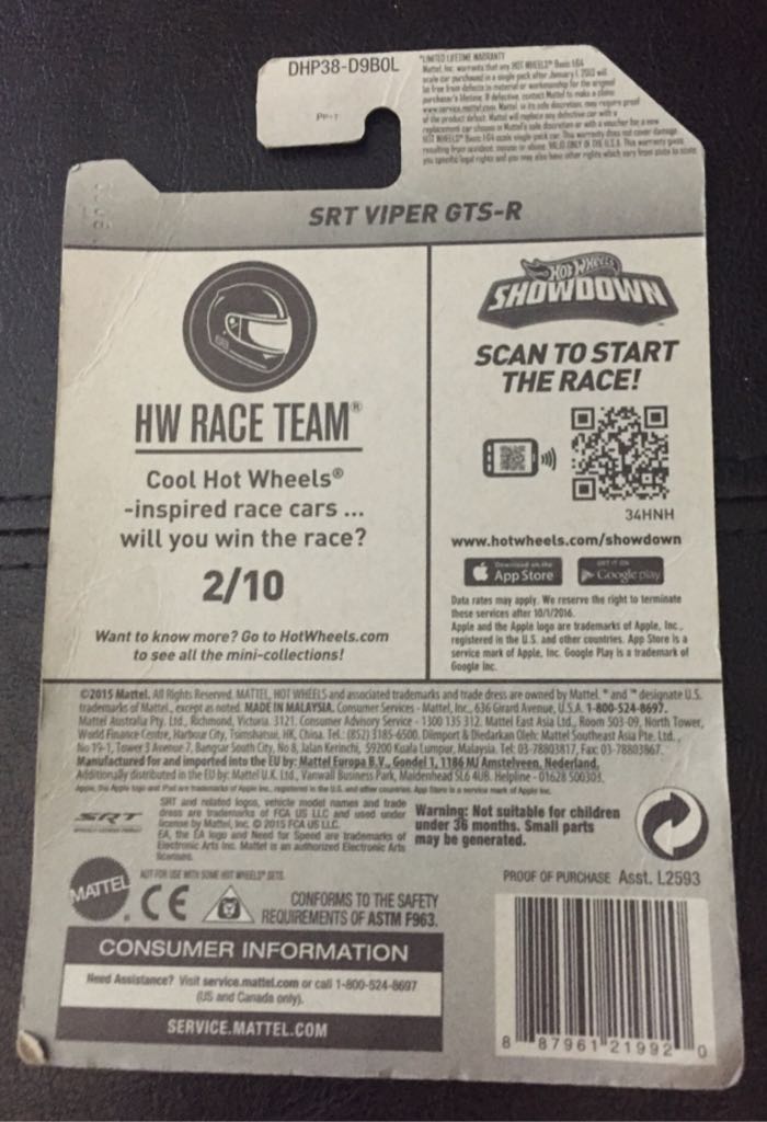 Srt Viper Gts-r  - HW Race Team toy car collectible - Main Image 2