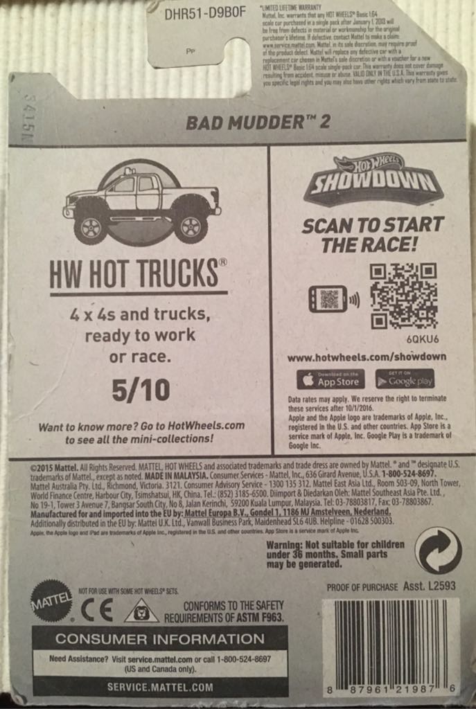 Bad Mudder 2 STH In Case - 2016 HW Hot Trucks toy car collectible - Main Image 2