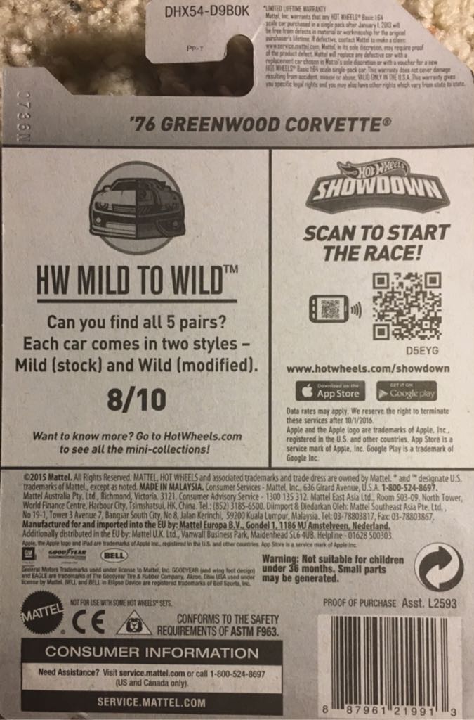 Chevrolet Corvette, Greenwood, 1976 - 2016 HW Mild To Wild toy car collectible - Main Image 2