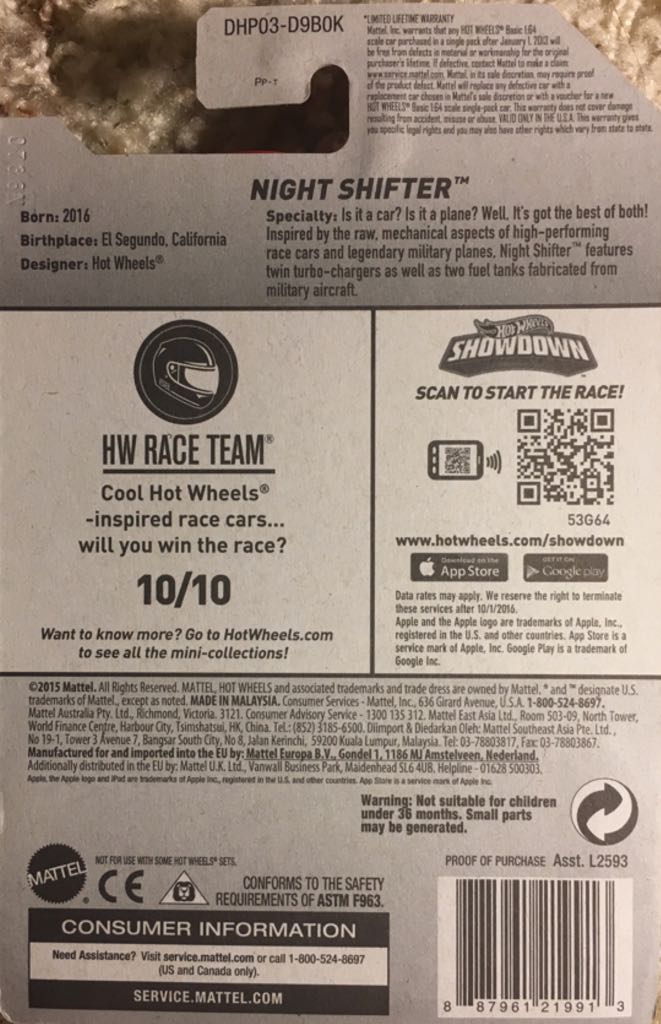 Night Shifter - 2016 HW Race Team toy car collectible - Main Image 2