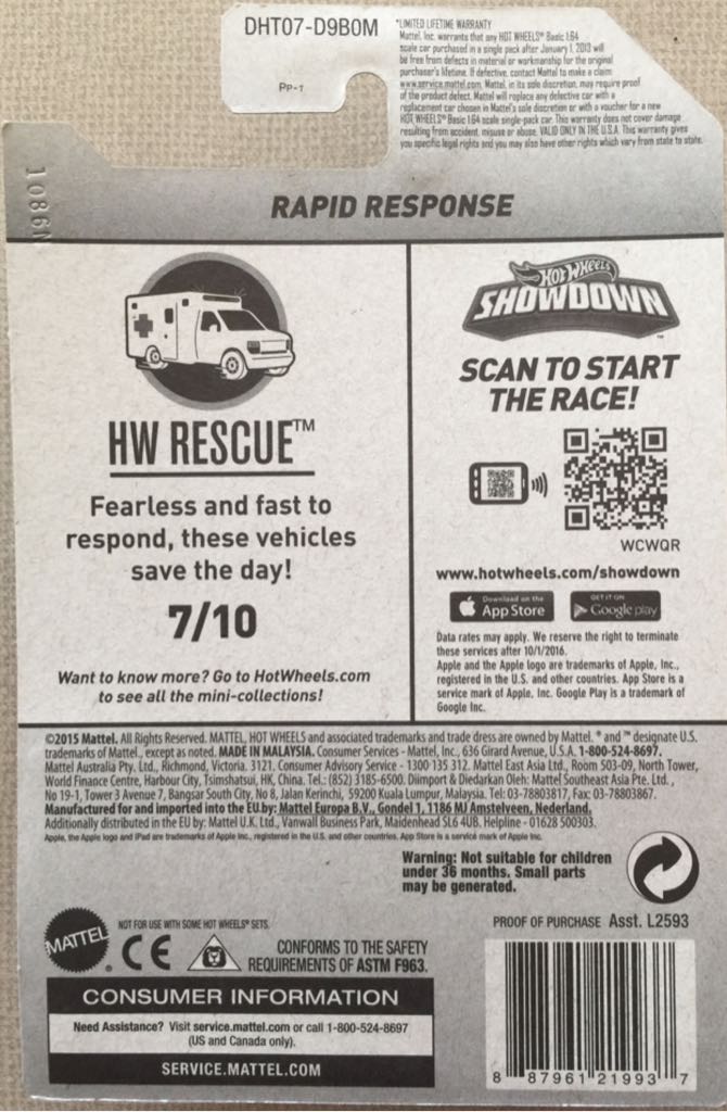 Rapid Response - HW Rescue toy car collectible - Main Image 2