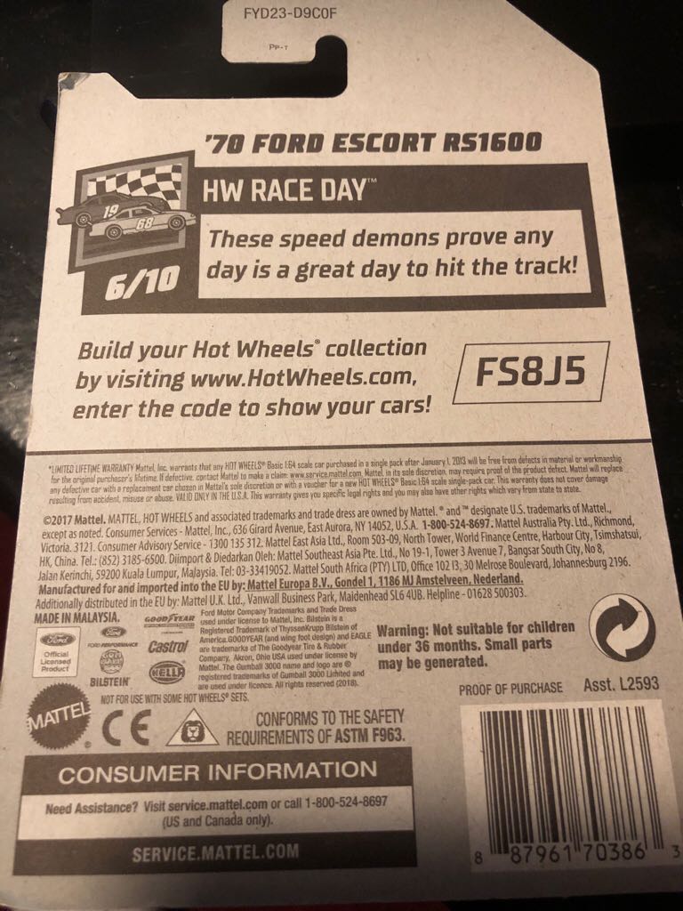 Ford Escort RS1600 ’70 - HW Race Day toy car collectible - Main Image 2