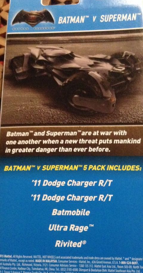 Batman vs Superman: 5-Pack - 2016 HW Batman vs Superman - Dawn of Justice toy car collectible - Main Image 2