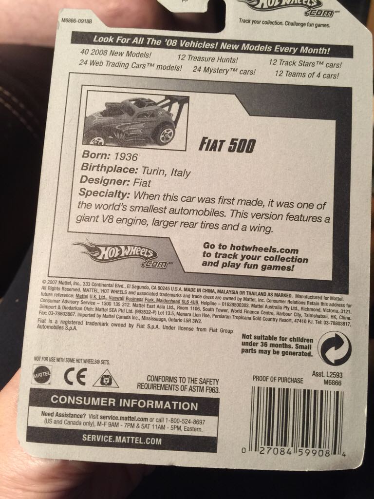 160 - Flat 500 ( Short Card )  toy car collectible - Main Image 2