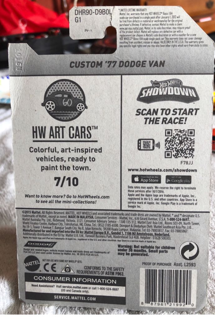 Custom ’77 Dodge Van (Purple Wi Graffiti) - HW Art Cars toy car collectible - Main Image 2