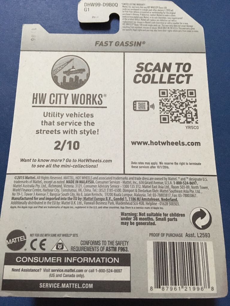 Fast Gassin - ’16 HW City Works toy car collectible - Main Image 2