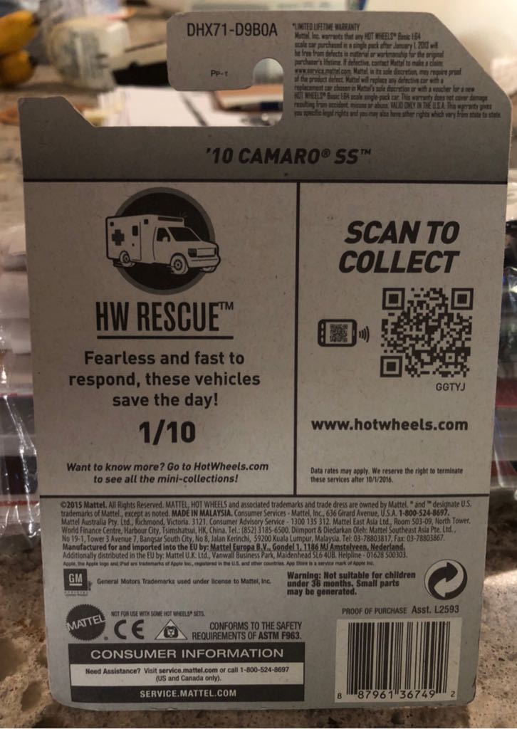 ’10 Camaro SS - HW Rescue toy car collectible - Main Image 2