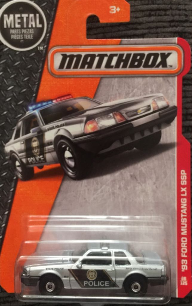 93 Ford Mustang LX SSP Silver - Matchbox toy car collectible - Main Image 1