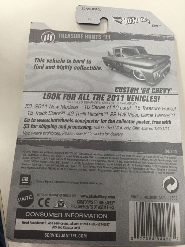 Custom ’62 Chevy - 2011 Treasure Hunt toy car collectible - Main Image 2
