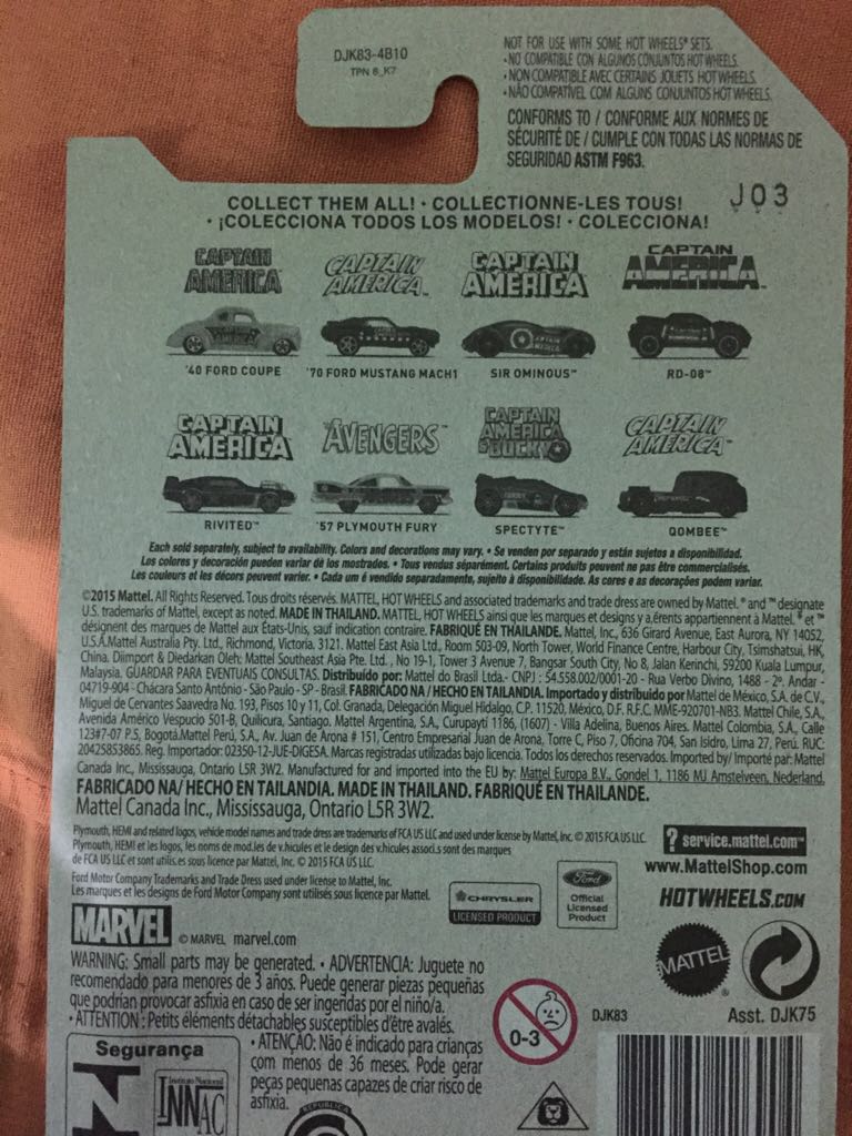 ’70 Ford Mustang Mach1 - 2016 Captain America toy car collectible - Main Image 2