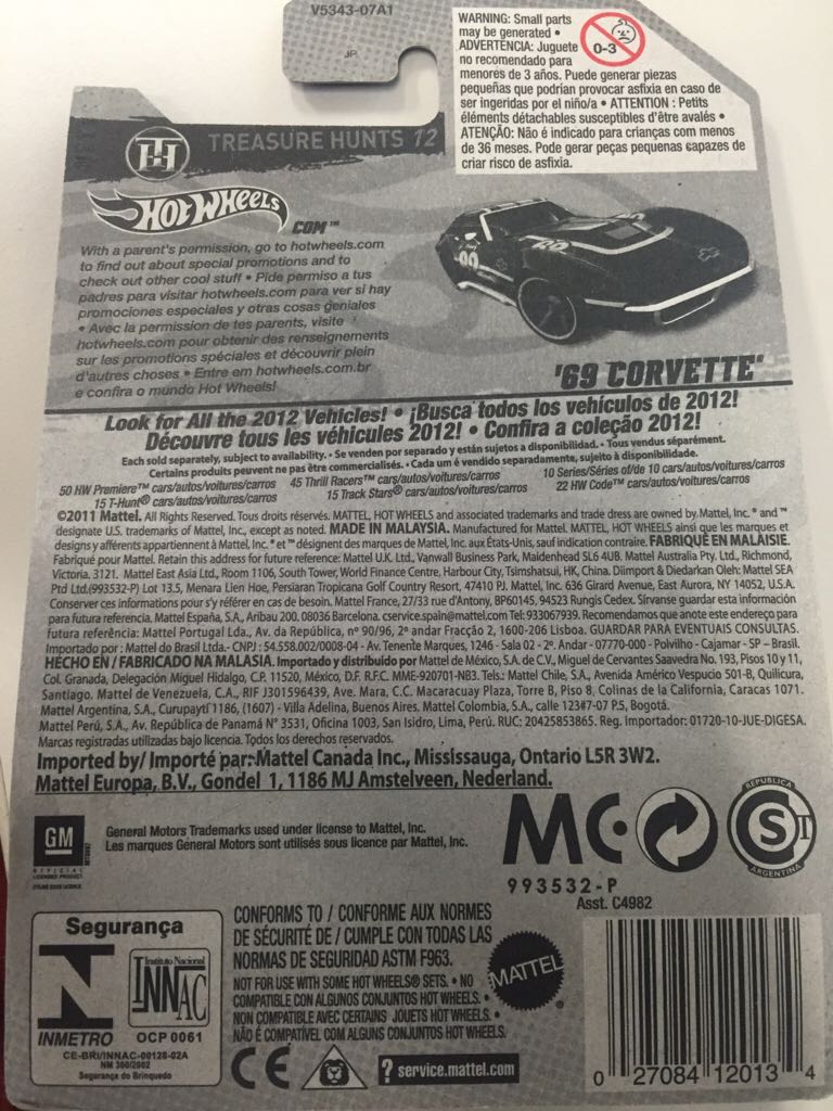 ’69 Corvette - Treasure Hunts ’12 toy car collectible - Main Image 2