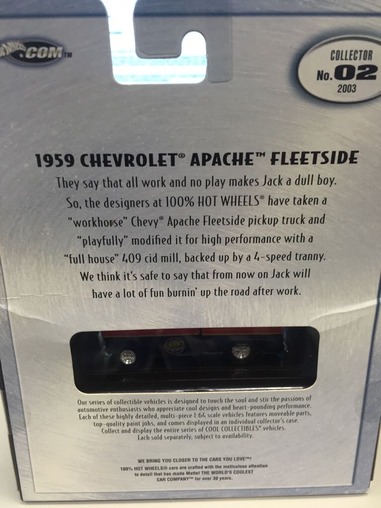 1959 Chevrolet Apache - 100 % Hot Wheels toy car collectible - Main Image 2