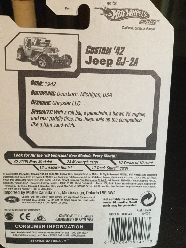 eep ‘42 Custom CJ-2A - 2009 - NEW MODELS toy car collectible - Main Image 2