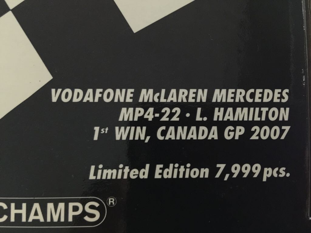 Vodafone McLaren Mercedes MP4-22, #2, L. Hamilton, 1st Win Canada GP 2007, Minichamps, 530 071822, 1:18 - Minichamps toy car collectible - Main Image 2