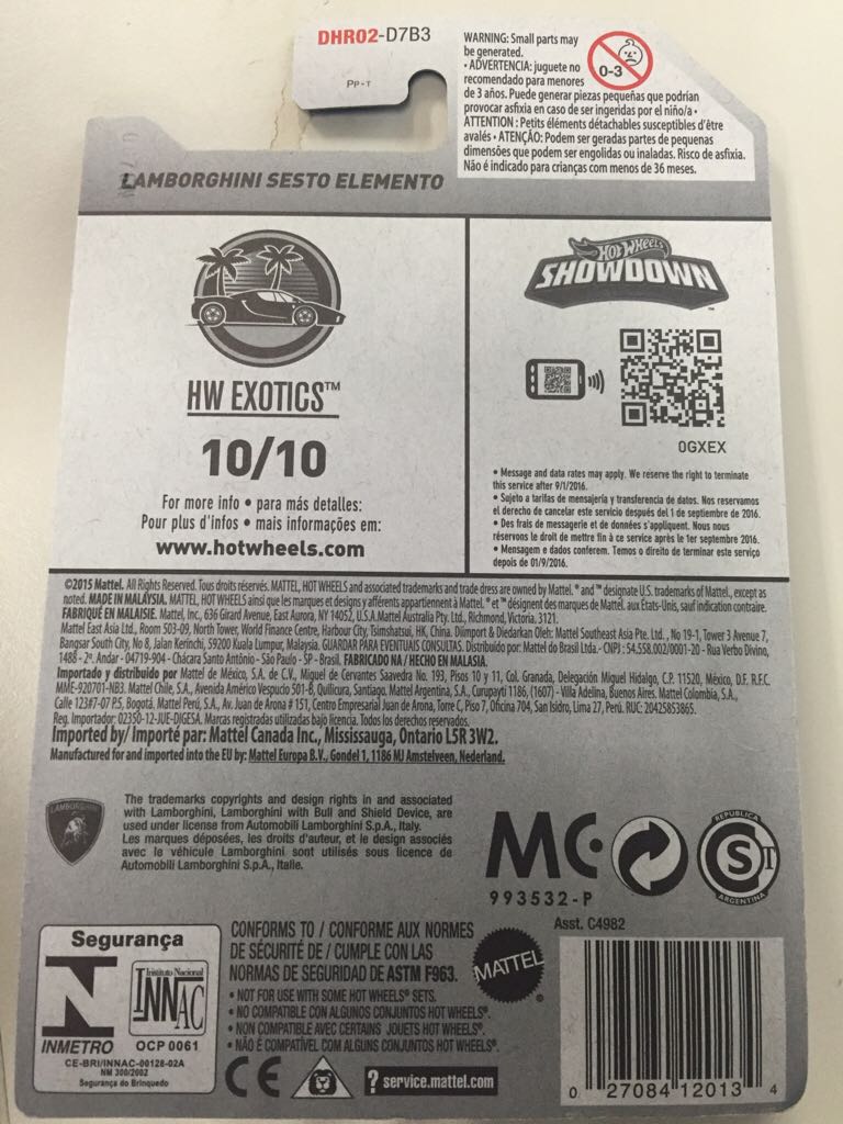 Loose Lamborghini Sesto Elemento - ’16 HW Exotics toy car collectible - Main Image 2