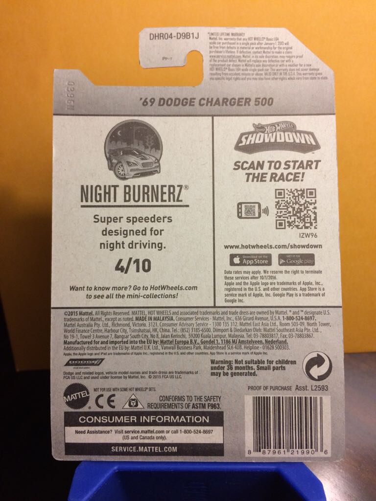 ’69 Dodge Charger 500 Red - 2016 Night Burnerz toy car collectible - Main Image 2