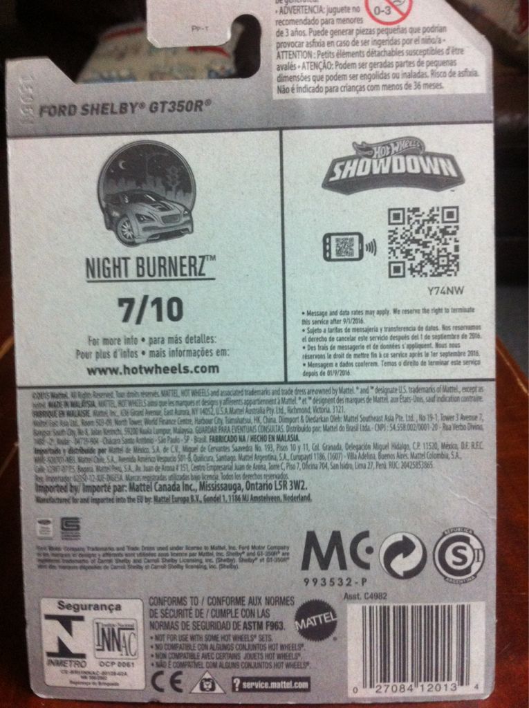 2016 Ford Shelby GT350R - Night Burnerz toy car collectible - Main Image 2