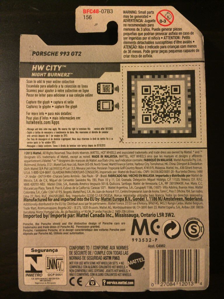 Porshe 993 GT2 - HW CITY - Night Burnerz toy car collectible - Main Image 2