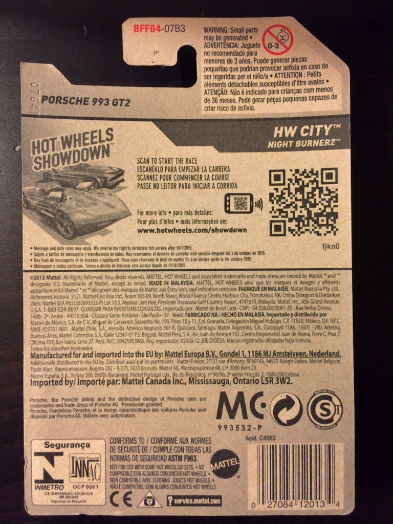 Porshe 993 GT2 - HW CITY - Night Burnerz toy car collectible - Main Image 2