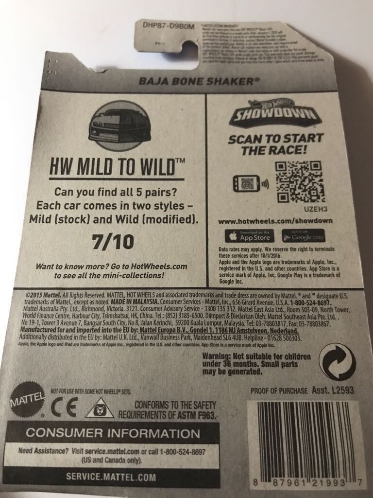 Baja Bone Shaker - HW Daredevils toy car collectible - Main Image 2