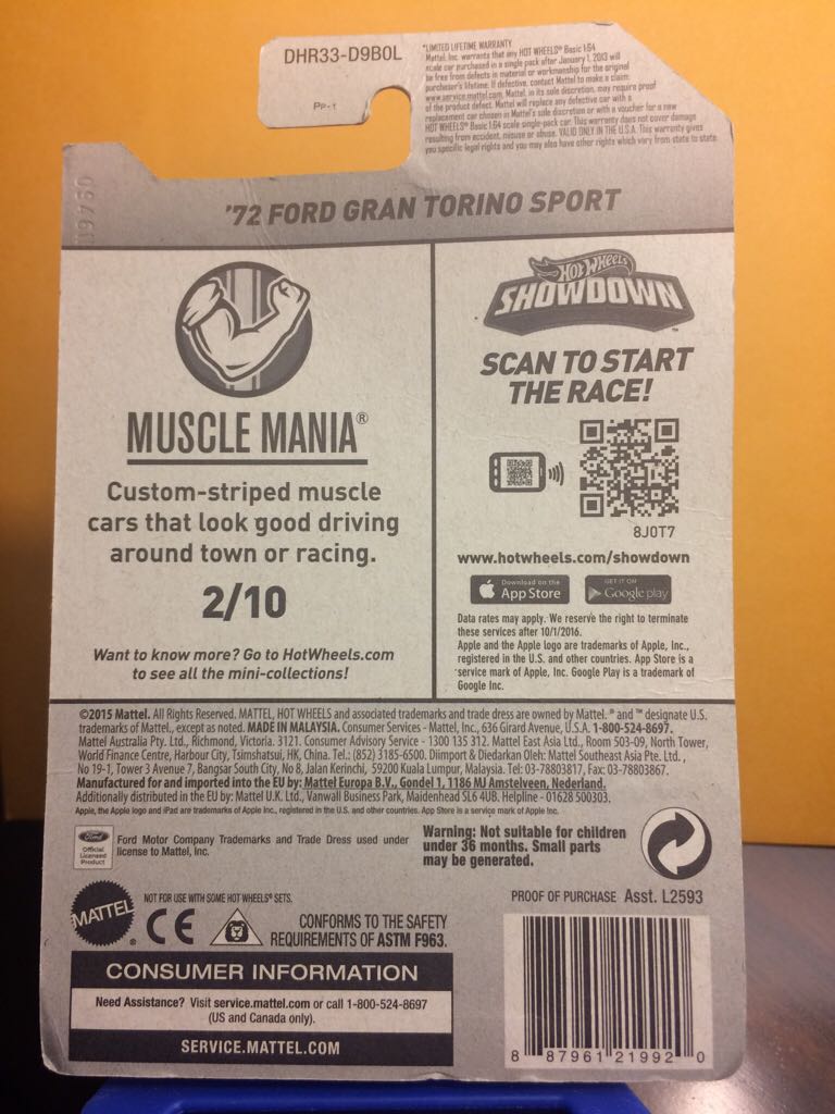 ’72 Ford Gran Torino Sport - ’16 Muscle Mania toy car collectible - Main Image 2