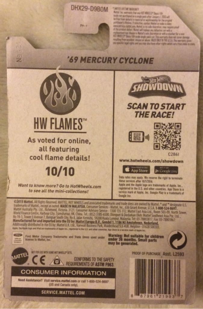 10/10 ’69 Mercury Cyclone - 2016 - HW Flames™️ toy car collectible - Main Image 2
