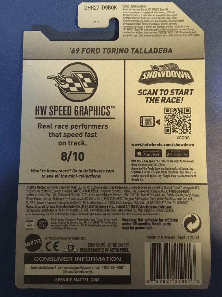 ’69 Ford Torino Talladega Blue - ’16 HW Speed Graphics toy car collectible - Main Image 2